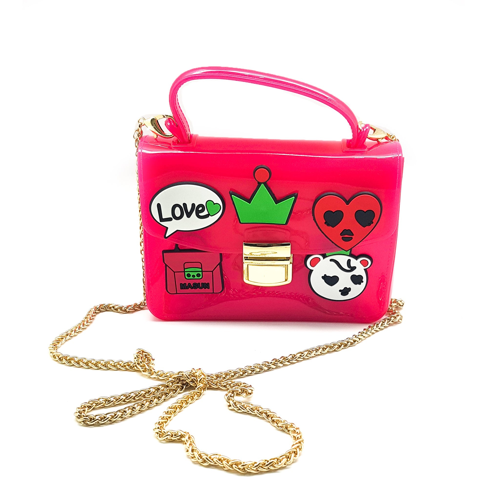 Cute Little Stickers Embedded Silicon High Quality Sling Bag for Kids Girl