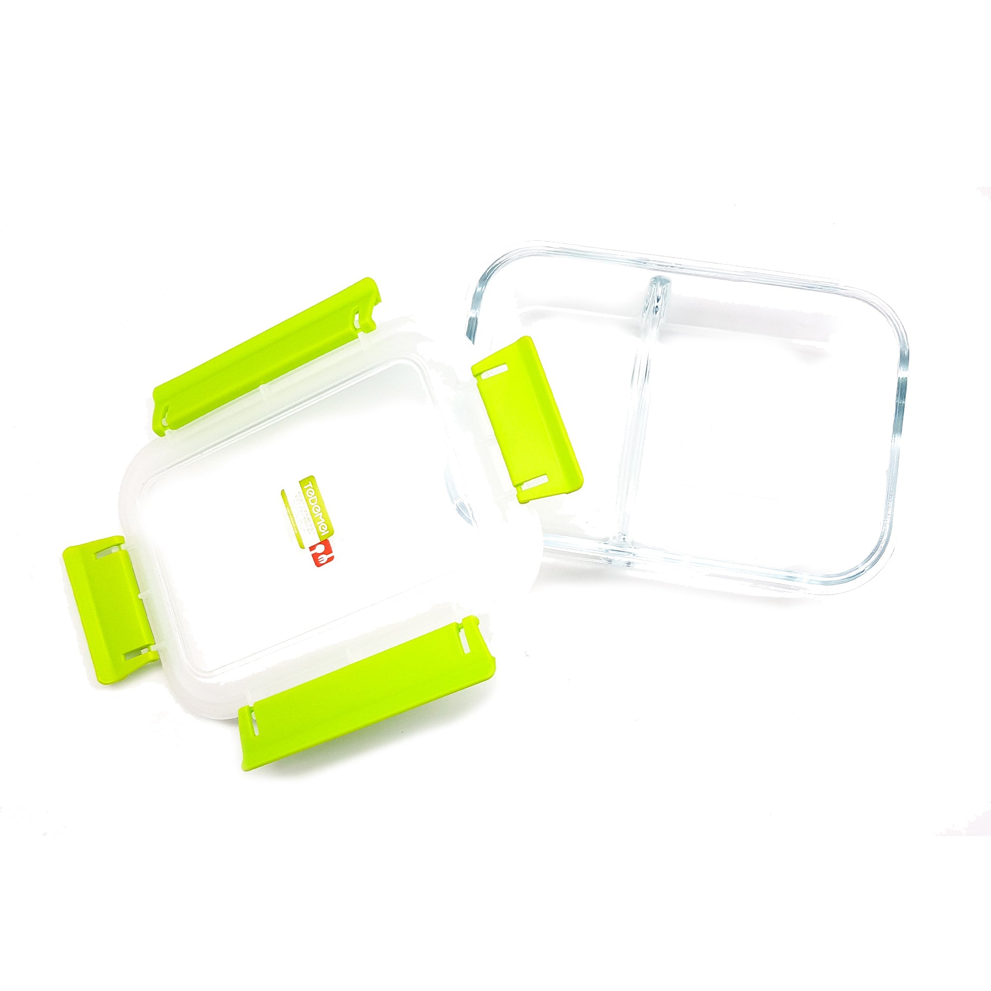 2 Compartment Glass Lunch Box, 1.2 Ltr, 6610.