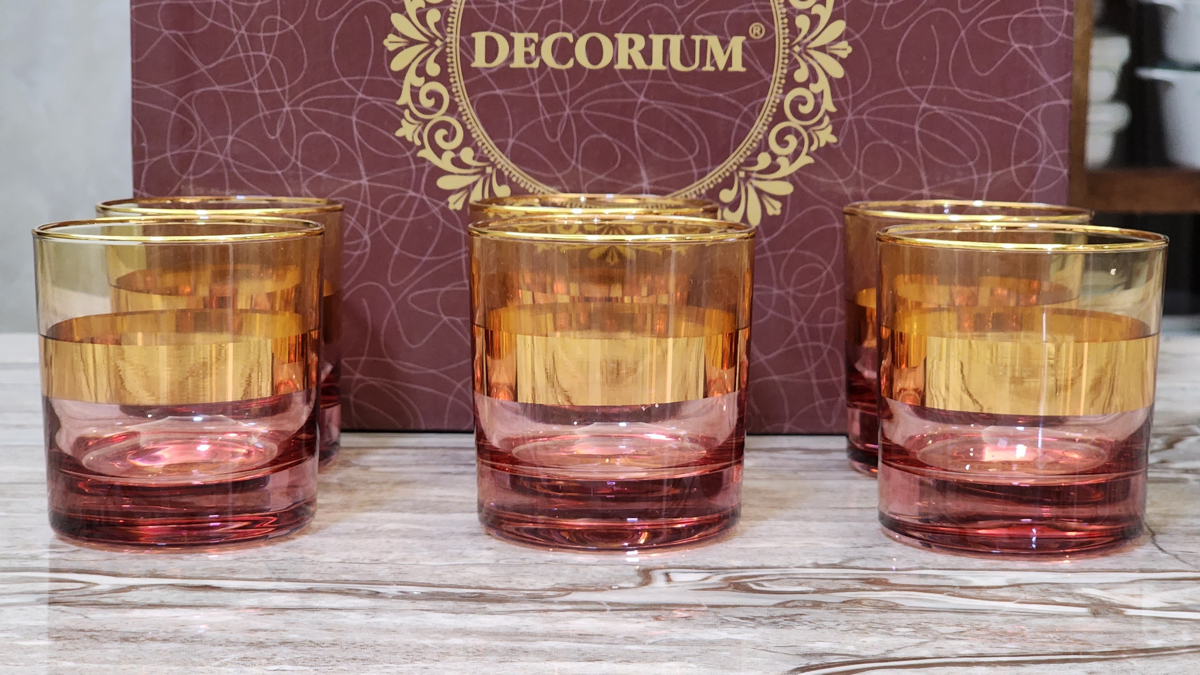 Hand Crafted Gold Plated Whiskey Glasses, Capacity: 360 ML for Home and Kitchen - Ideal Gift for Housewarming
