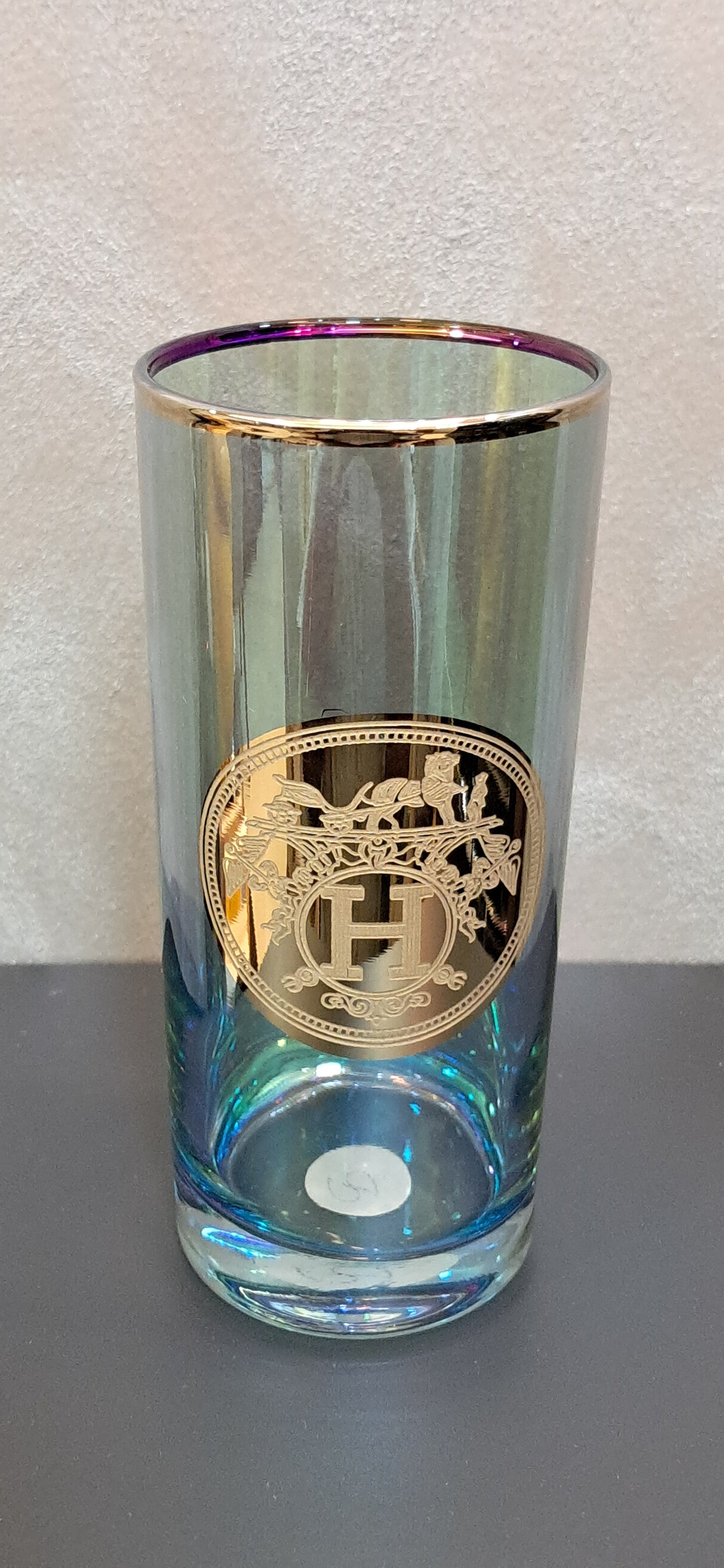 Gold Plated Amber Green Long Glasses Capacity: 370 ML, for Home and Kitchen - Ideal Gift for Housewarming