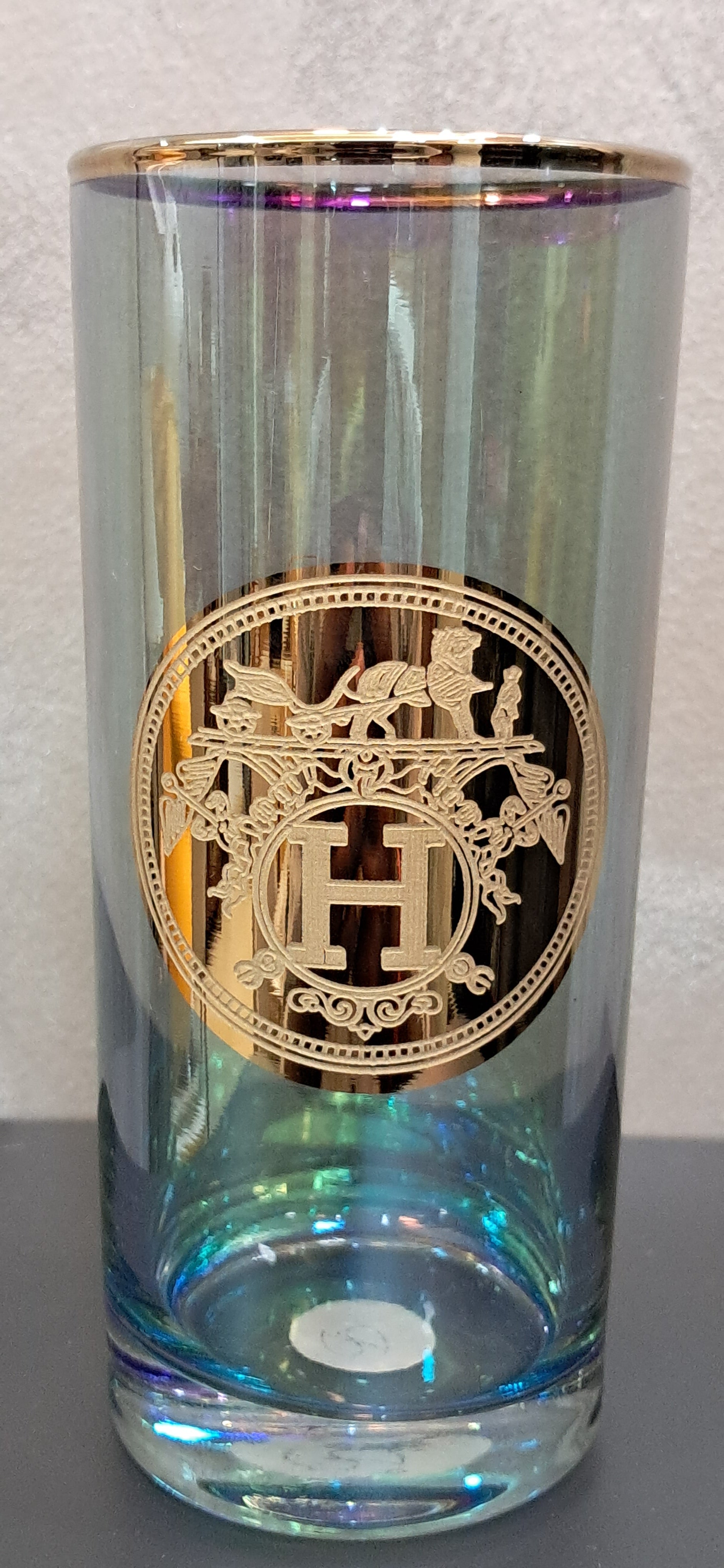 Gold Plated Amber Green Long Glasses Capacity: 370 ML, for Home and Kitchen - Ideal Gift for Housewarming