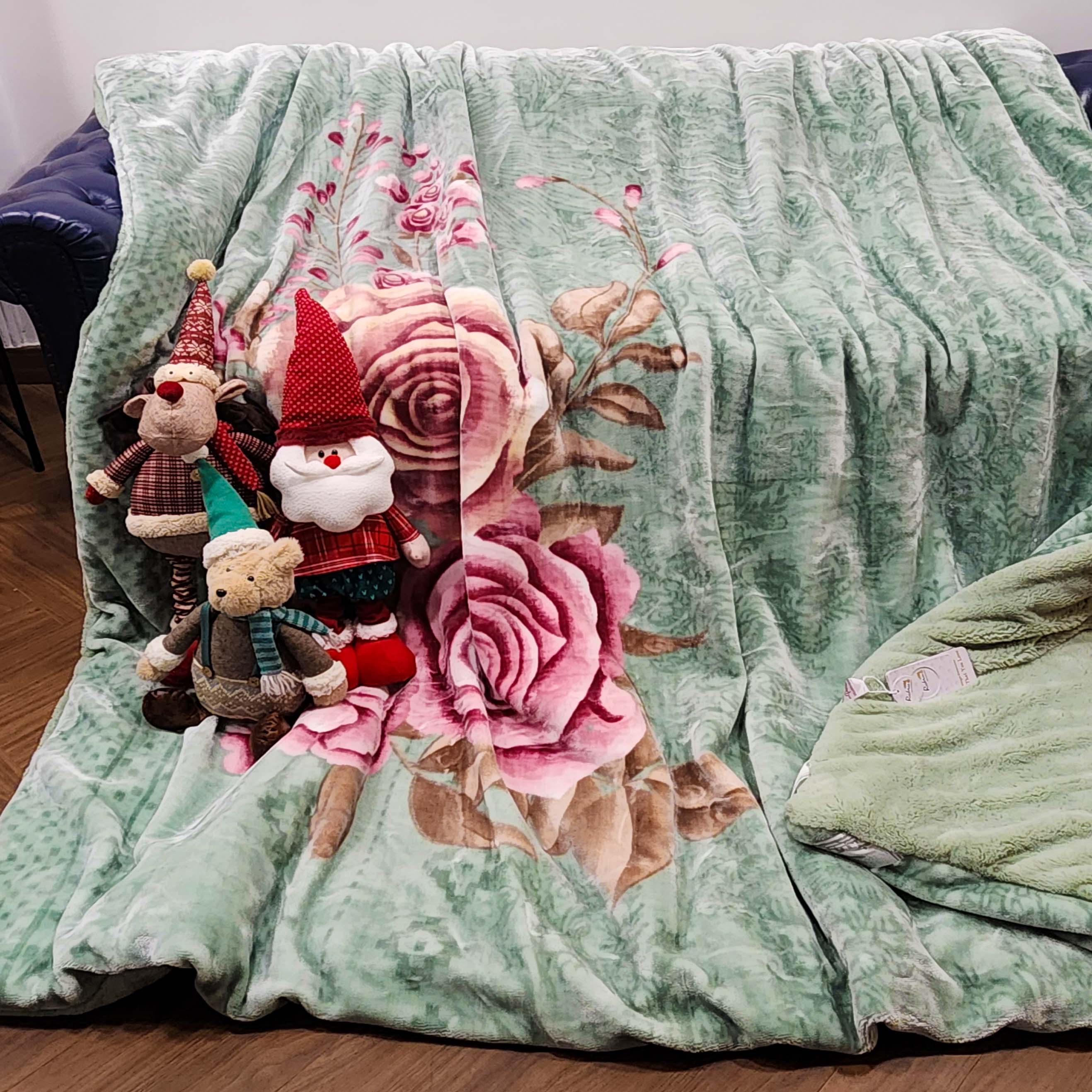 Super Soft King Size (220x240 cm') Double Bed Luxury Winter Blanket (Floral )