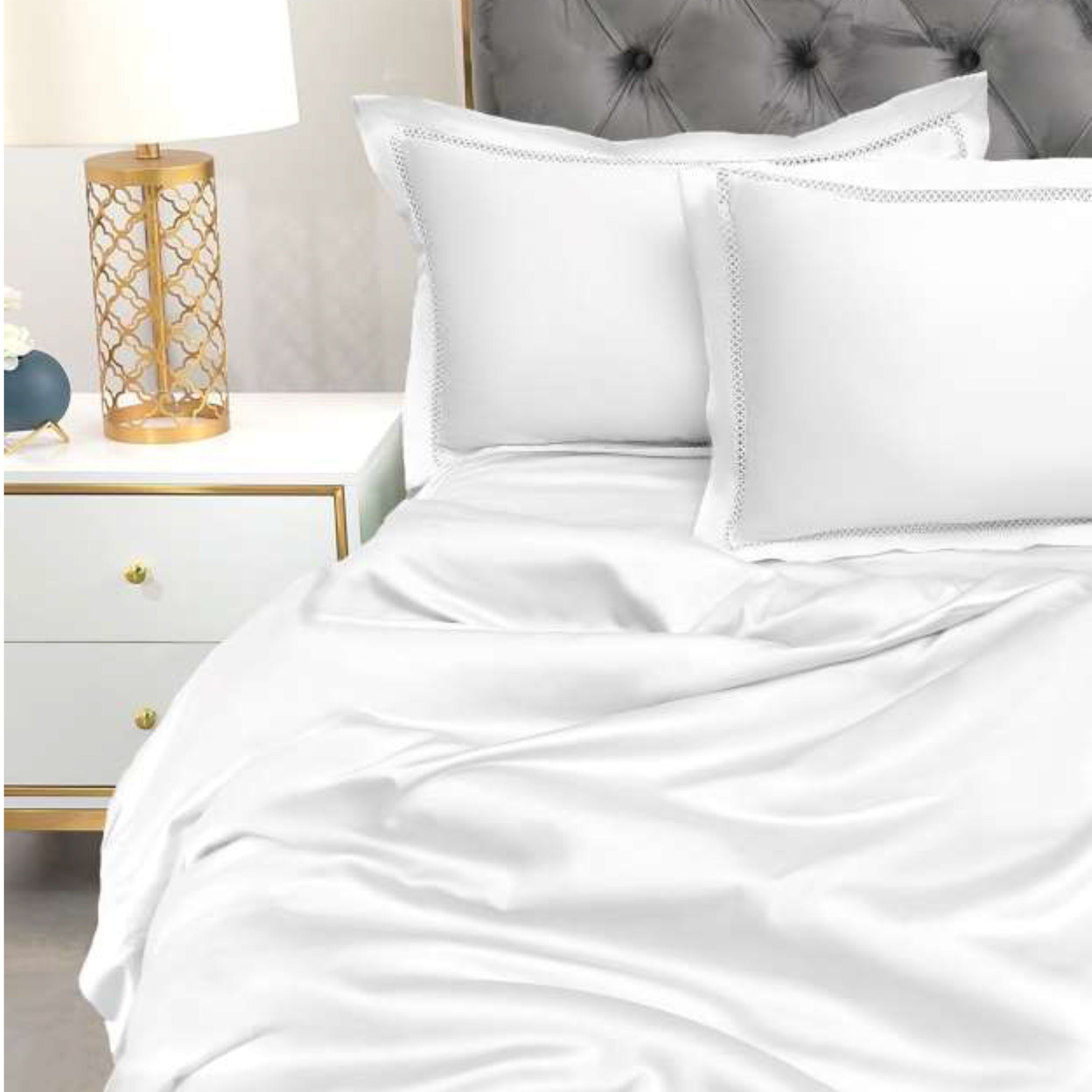 100% Cotton (Bamboo Fabric) 400 TC King Size Double Bedsheet - 275 X 275 CM with 2 Pillow Covers - 3 Pcs Set