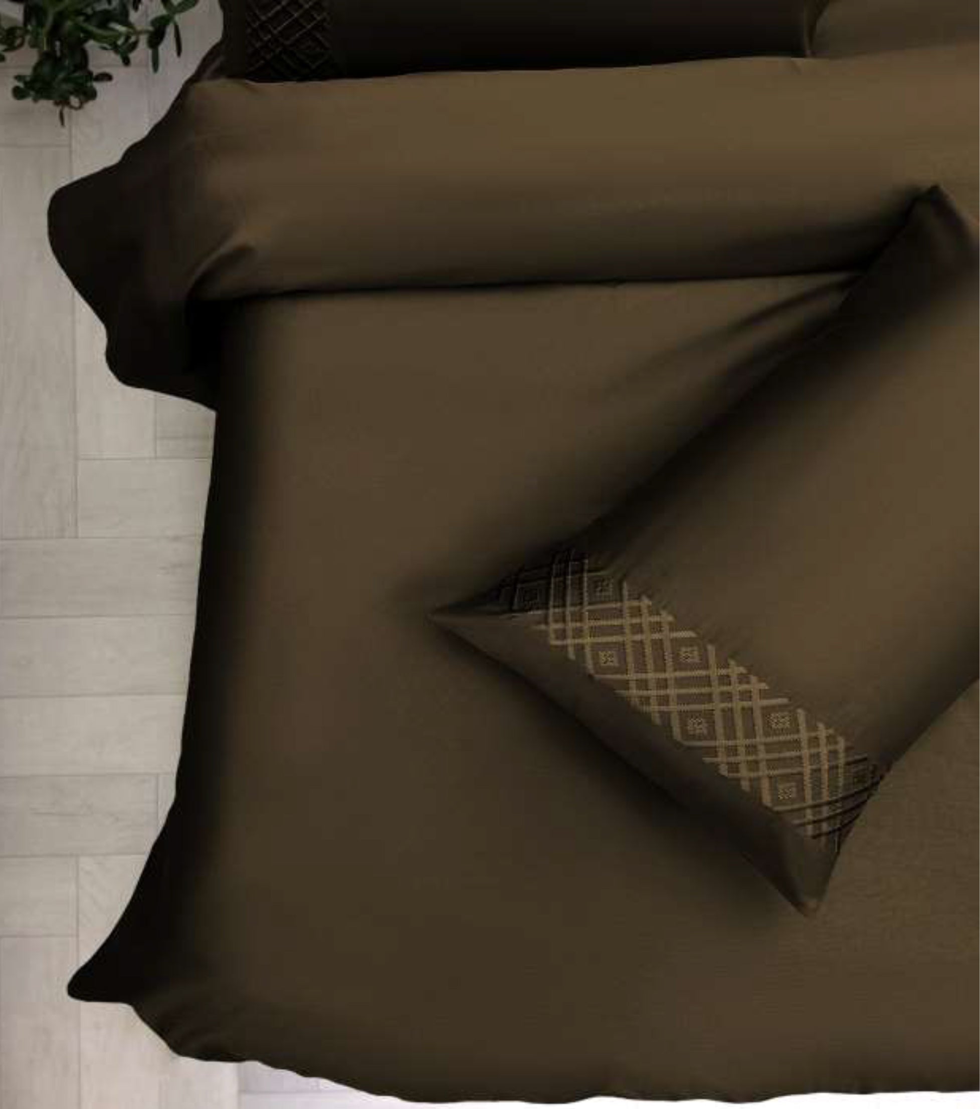 100% Cotton Urban Designer Embroidered 400 TC King Size Double Bedsheet - 275 X 275 CM with 2 Pillow Covers - 3 Pcs Set