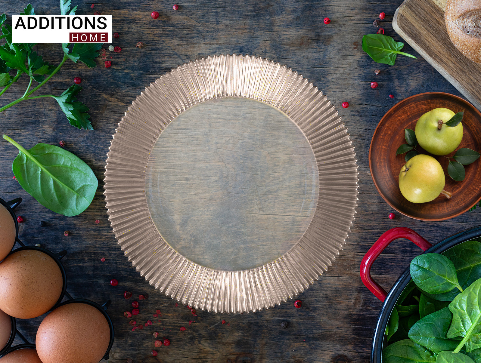 1 Pcs , 13" Round Silver Rim Glass Charger Plates.