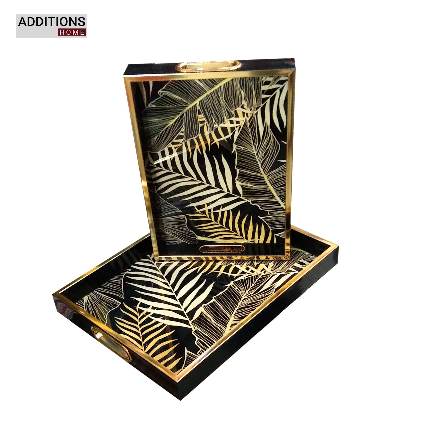 Decorative Tray, Marbling Tray with Handles, Coffee Table Tray and Serving Tray for Ottoman, Kitchen, Bathroom, Black