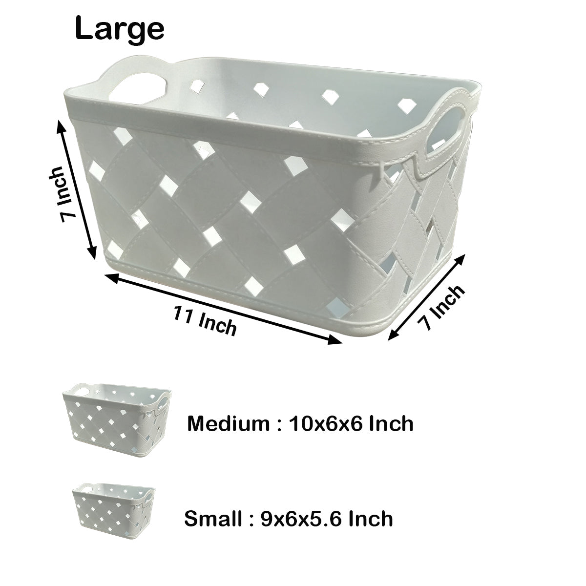Water Proof Storage Basket. White, Set of 3