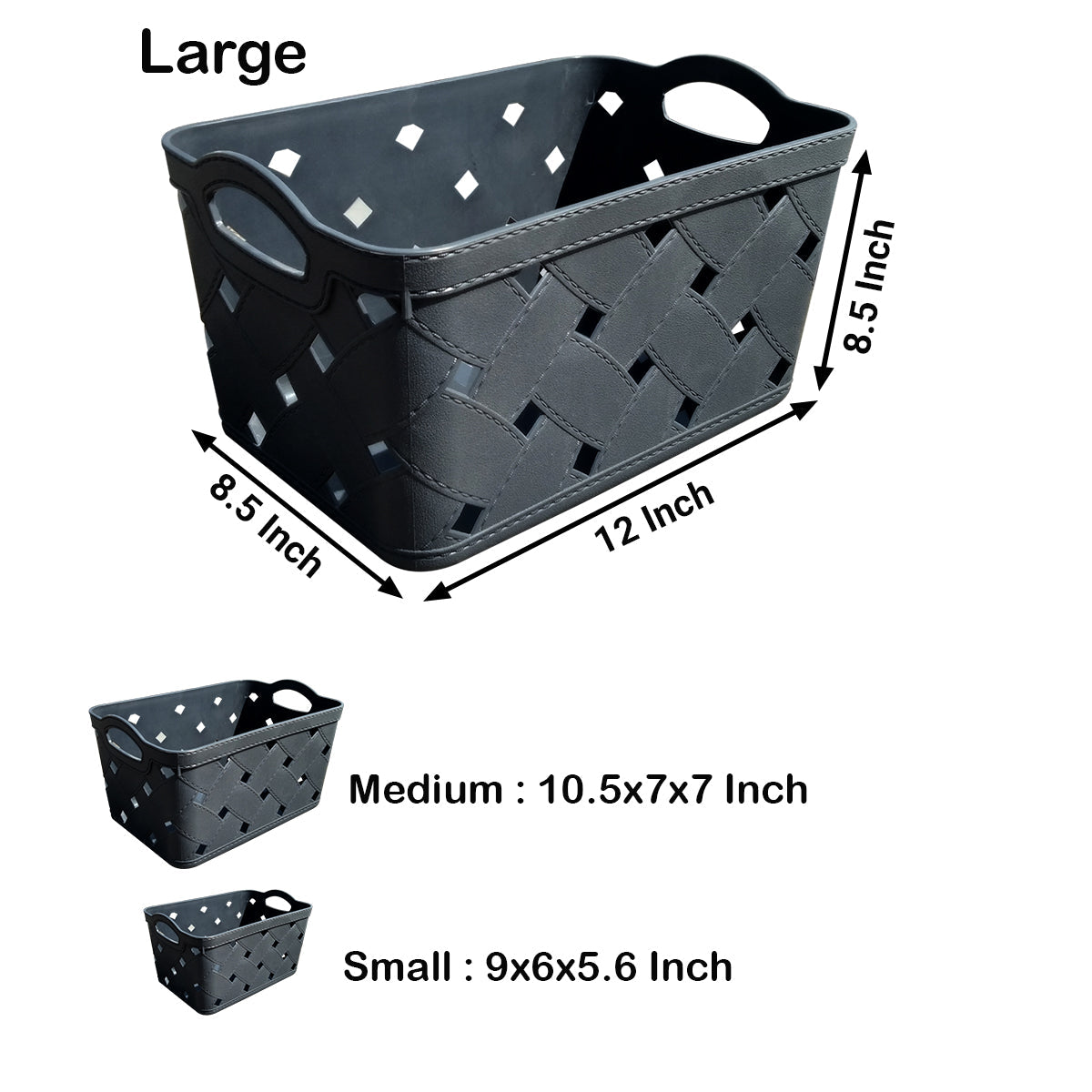Water Proof Storage Basket. Grey, Set of 3