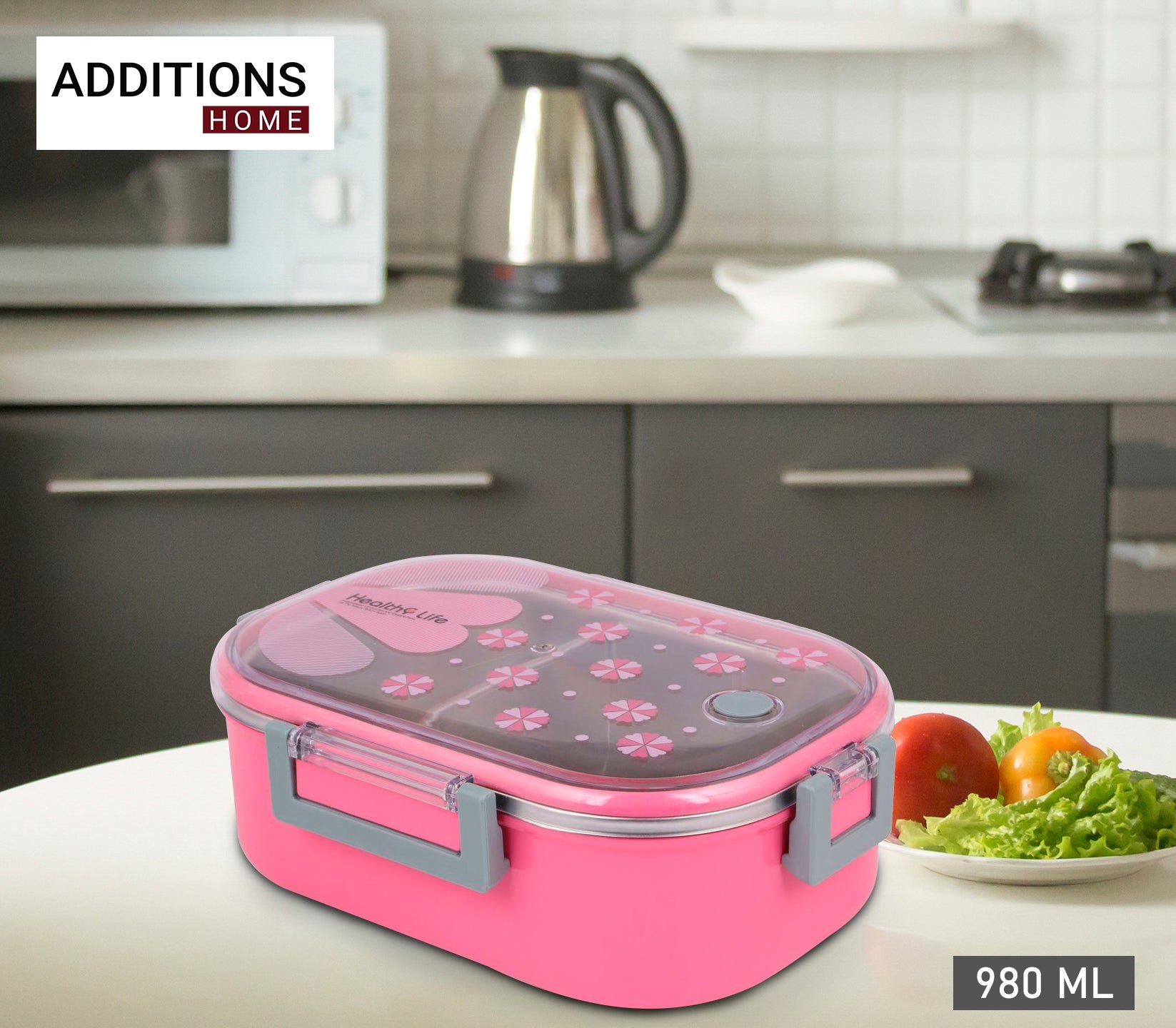 Stainless Steel Insulated 2 Grid Lunch Box Size: 6541 980ml