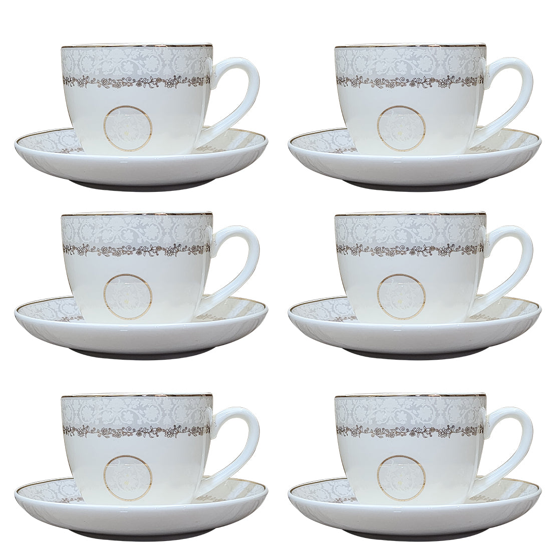 Fine Bone China Gold Plated Cup & Saucer Set of 6