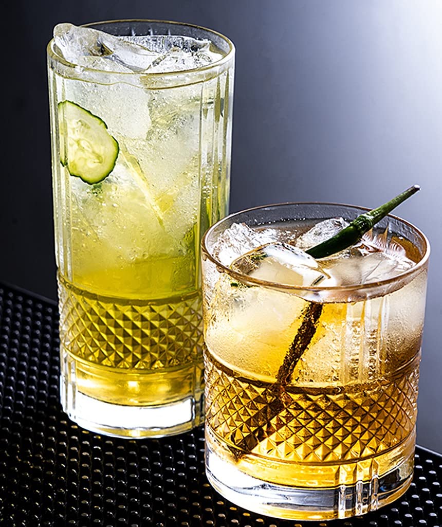 RCR (Made in Italy) Brillante Crystal Long drink cocktail Tumblers Glasses, 360 ml, Set of 6