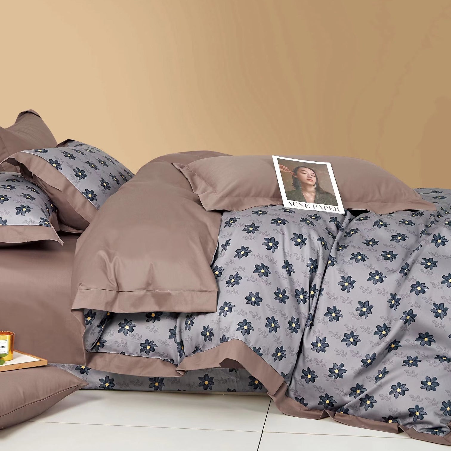 100% Pure Cotton 400 TC King Size Double Bedsheet Digital Print - 275 X 275 CM with 2 Pillow Covers - 3 Pcs Set