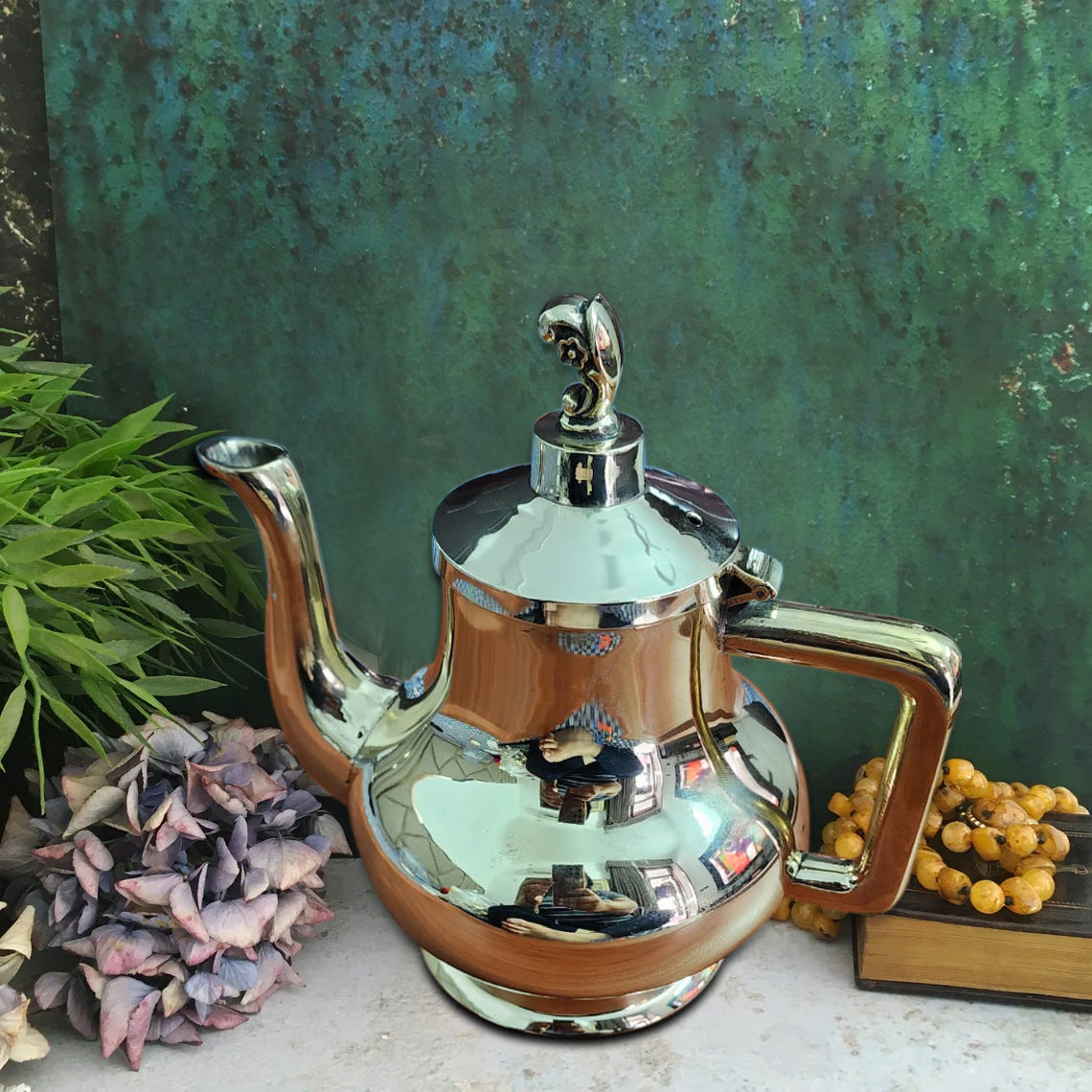 Traditional Model Arabic Silver Tone Tea Cosy & Tea Pot