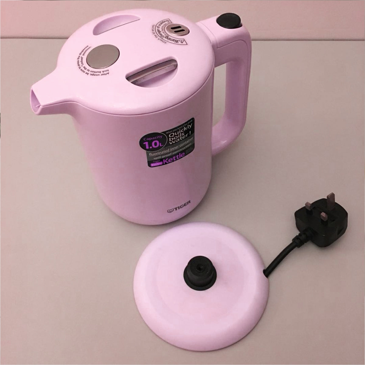 Tiger Japan Auto Shut Electric Kettle Double wall 1 Ltr Pink