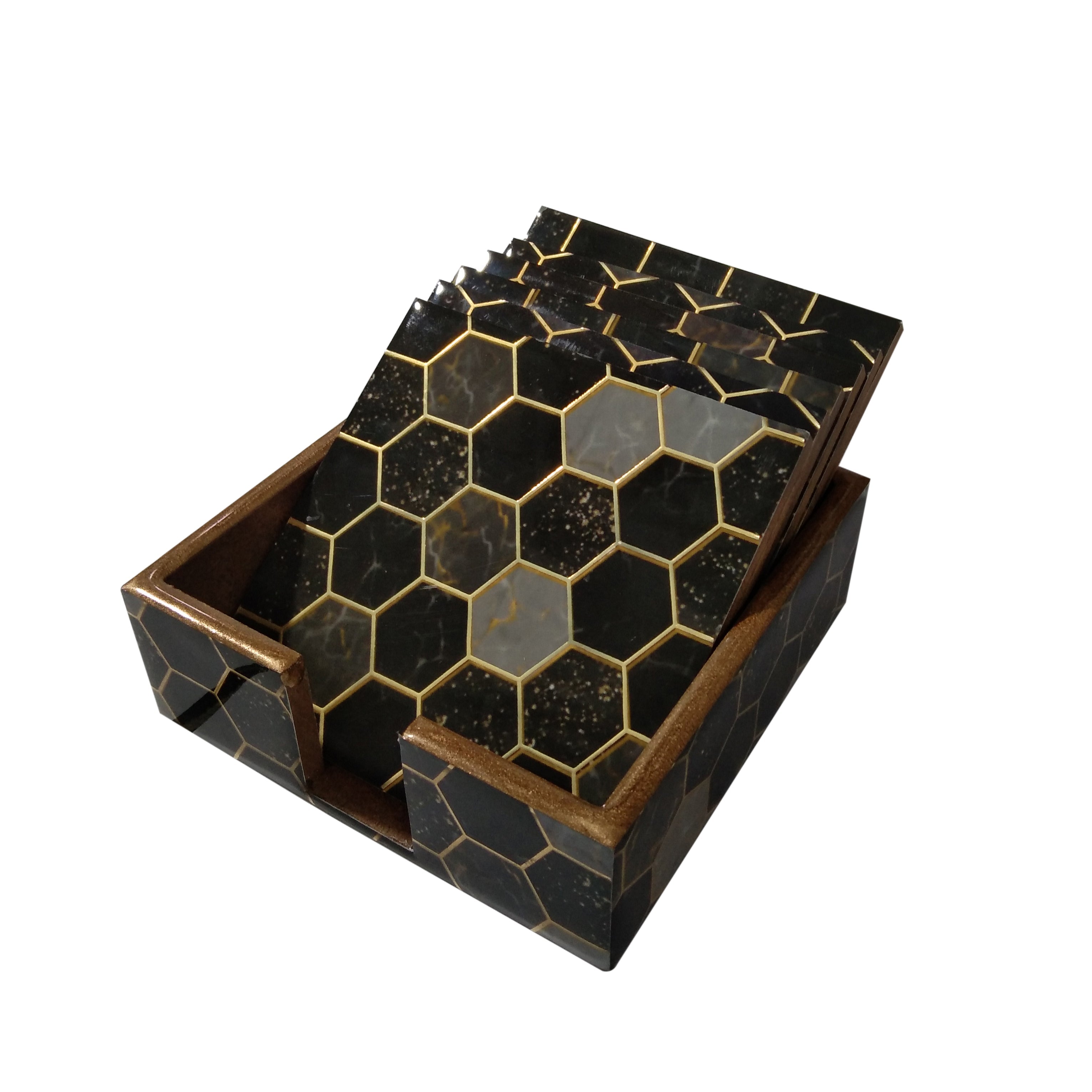 Beautiful Designer Printed Coasters Set of 6 PCS (MDF Wooden, 9.5x9.5 cm, Square)