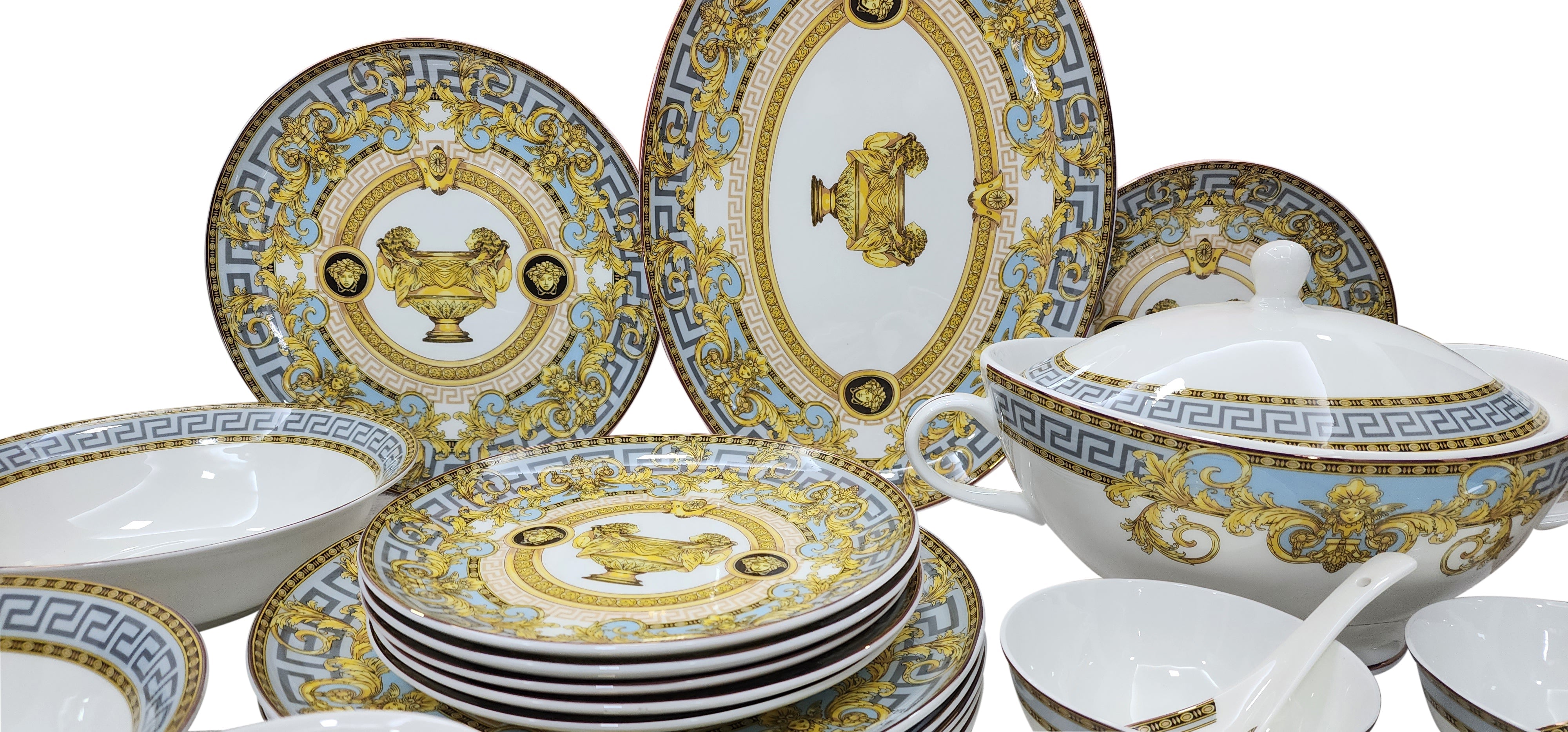 Fine Bone China Dinner Set 24k" Real Gold Plated 35 PCS.