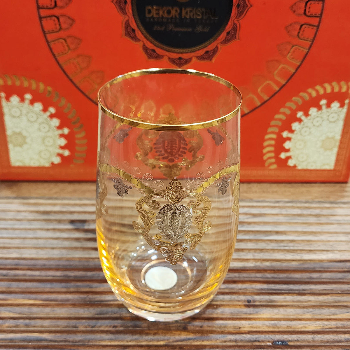 Hand Crafted Gold Decorated Long Glasses Capacity: 370 ML, for Home and Kitchen - Ideal Gift for Housewarming