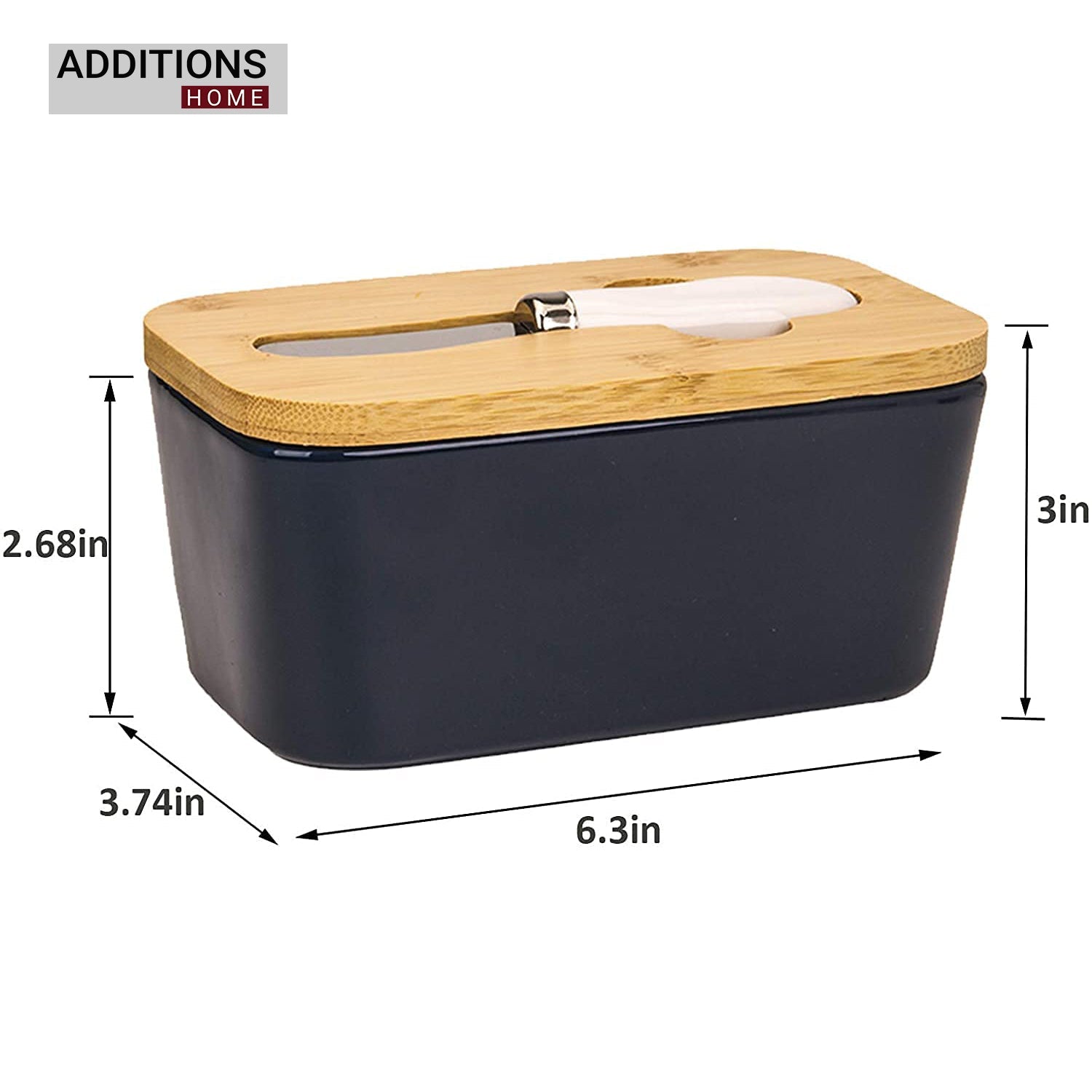 Butter Dishes Box Premium Quality Elite Range Heavy Fine Porcelain Butter Box,Butter Dish with Wooden Top Cover,Lid with a Knife -600 ML