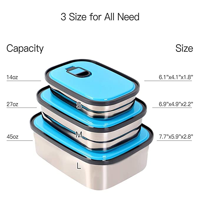 Stainless-Steel Leak-Proof Lunch Box for Office , Airtight Tiffin Box for Boys & Girls Set of Three.