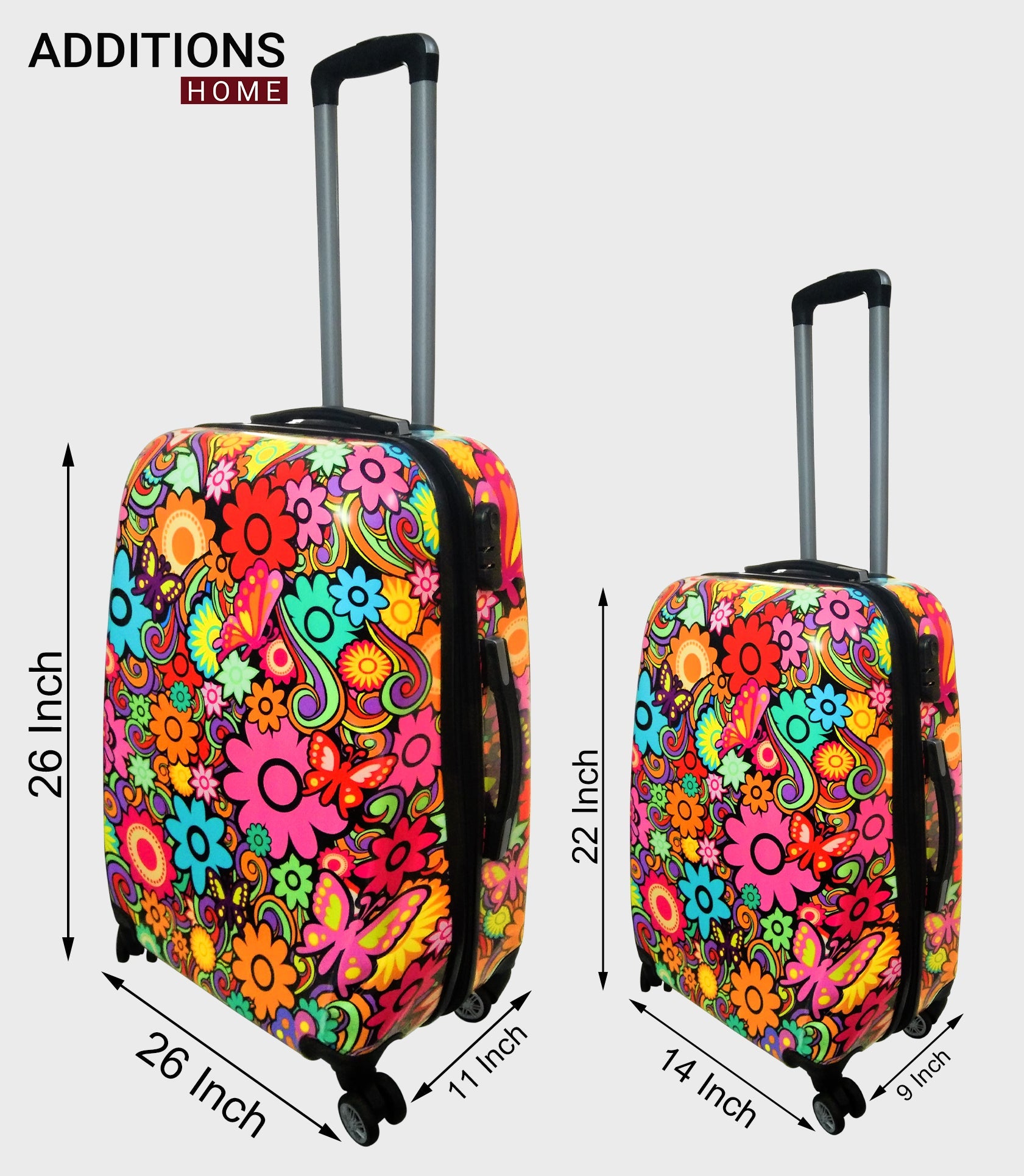 Additions Home combo set of 2 medium and large check in 4 wheel Hard suitcase.