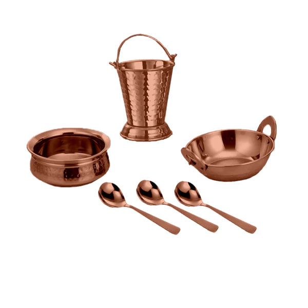 Hammered Steel 10 Pcs Serving Set, Serveware Tableware, Dinnerware for Home and Restaurants