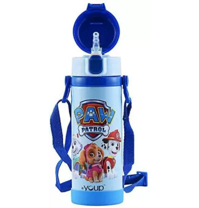 Vacuum Insulated Travel Paw Petrol Water Bottle with Straw 650 ml Bottle (Pack of 1, Blue, Steel)