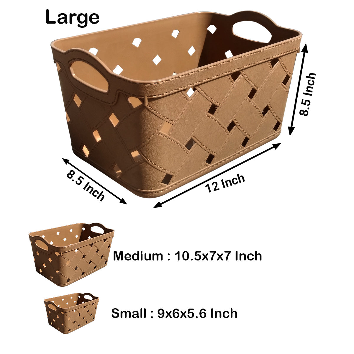 Water Proof Storage Basket. Brown, Set of 3