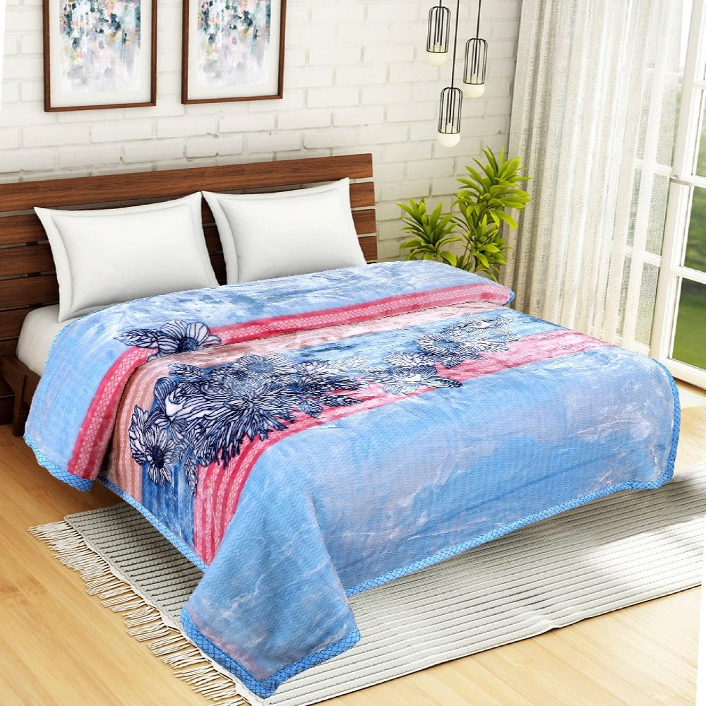 TWIN PLY BLANKET. ONE SIDE FULL EMBOSS OTHER SIDE WITHOUT EMBOSS , 220X240 CMS