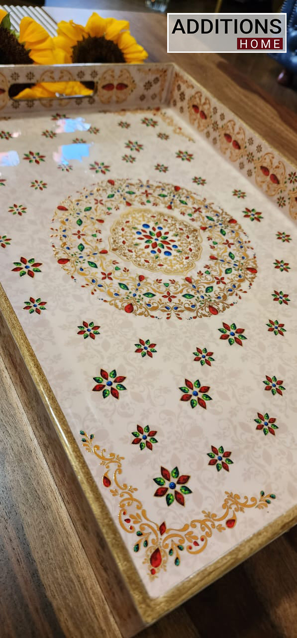 PRINTED MULTIPURPOSE TRAY SERVING TRAY TABLE DECOR DIWALI GIFT DECORATIVE TRAY