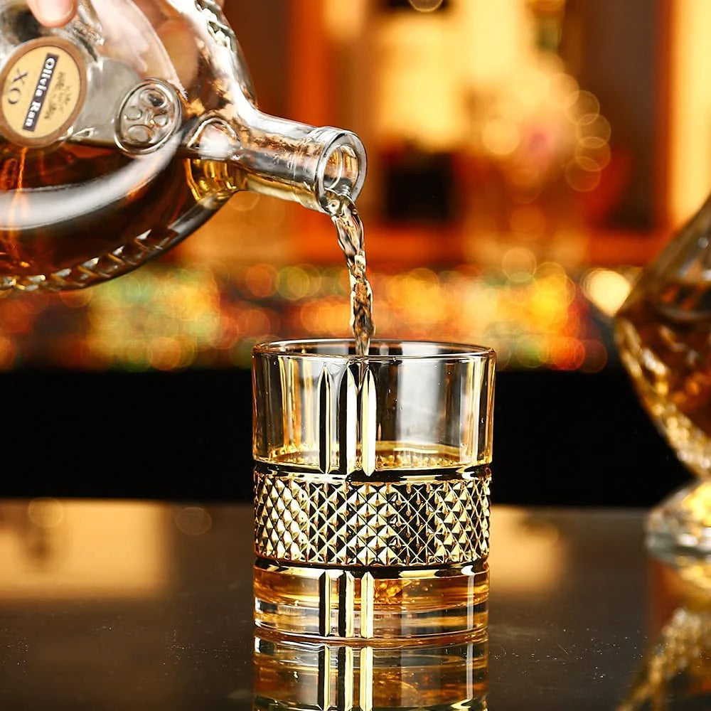 RCR (Made in Italy) Brillante Crystal Short Whisky Water Tumblers Glasses, 340 ml, Set of 6