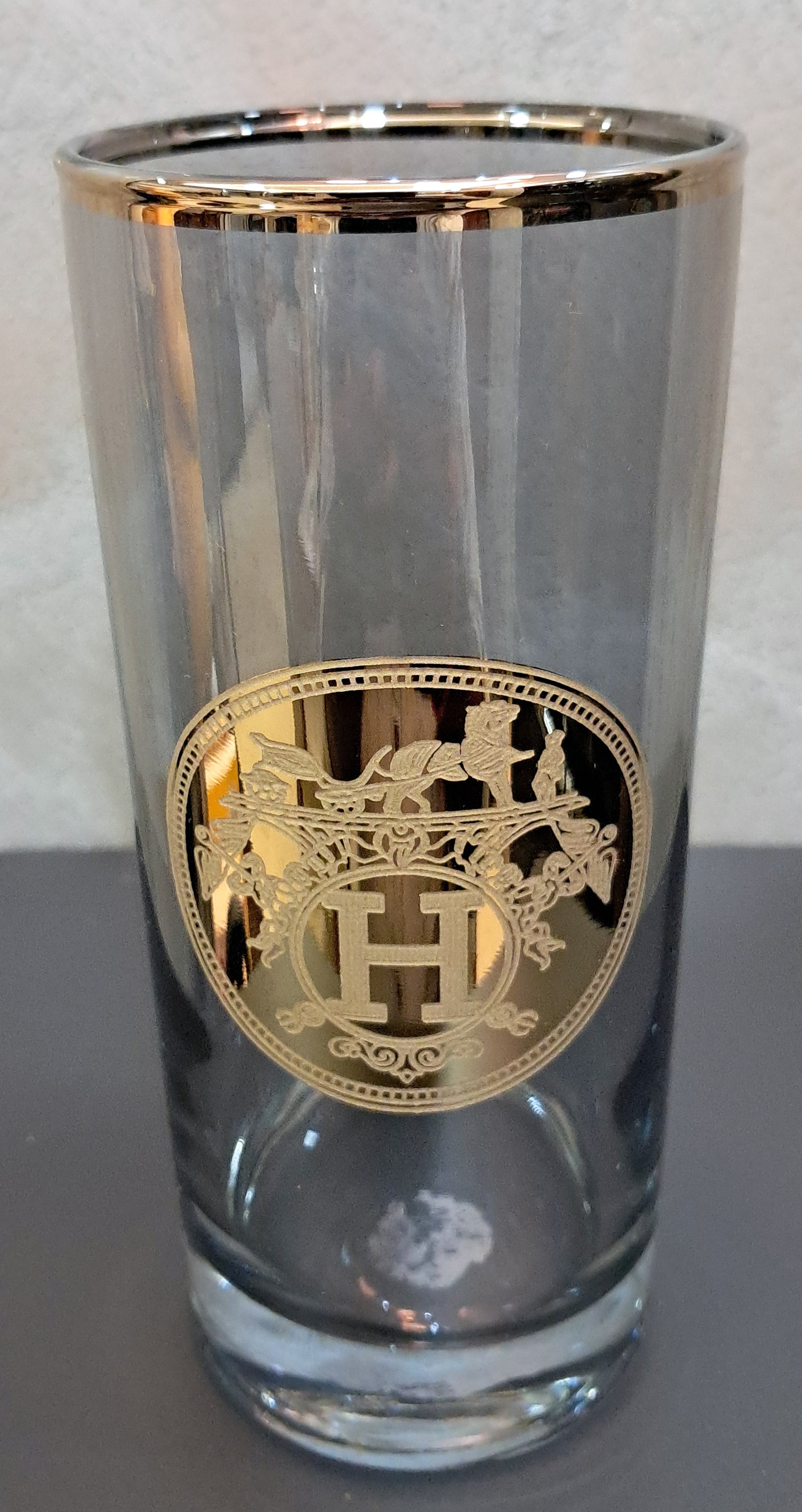 Gold Plated Amber Black Long Glasses Capacity: 370 ML, for Home and Kitchen - Ideal Gift for Housewarming