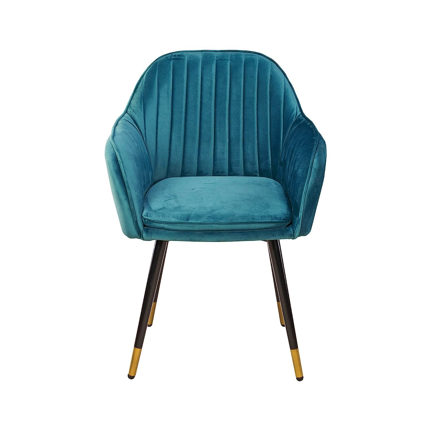 Velvet Dining Chair, Metal Legs Bracket, for Living Room Kitchen and Breakfast Armchair