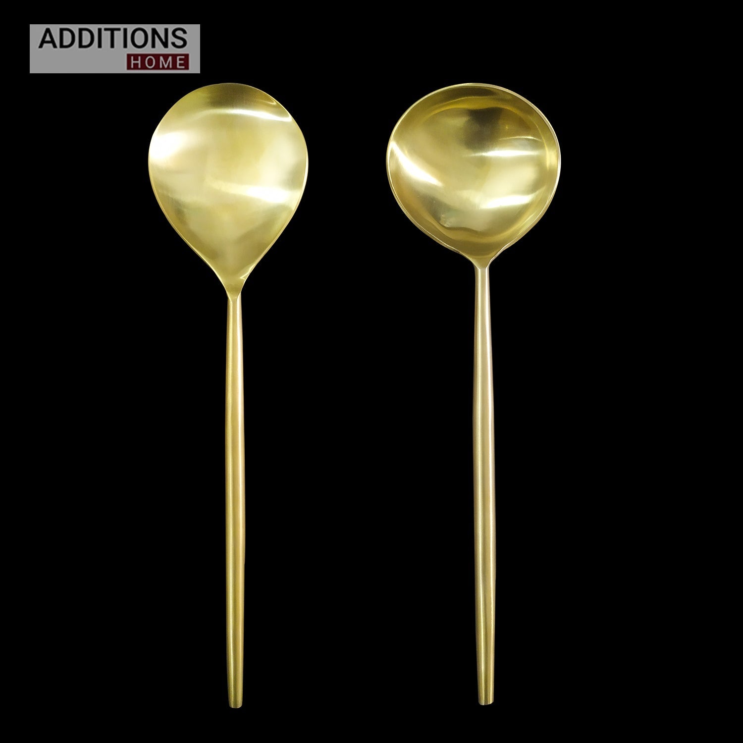 2pcs  Luxury Chrome Gold Plated Classic Serving Spoon