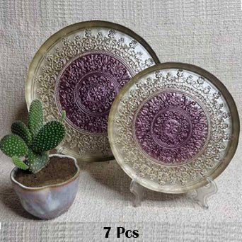 7PCS EMBOSSED GLASS SNACK SET