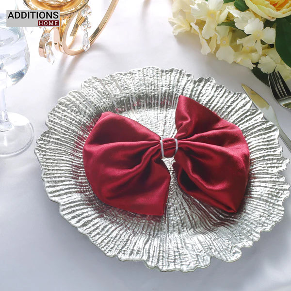 1 Pcs , 13" Round  Full Silver Glass Charger Plates