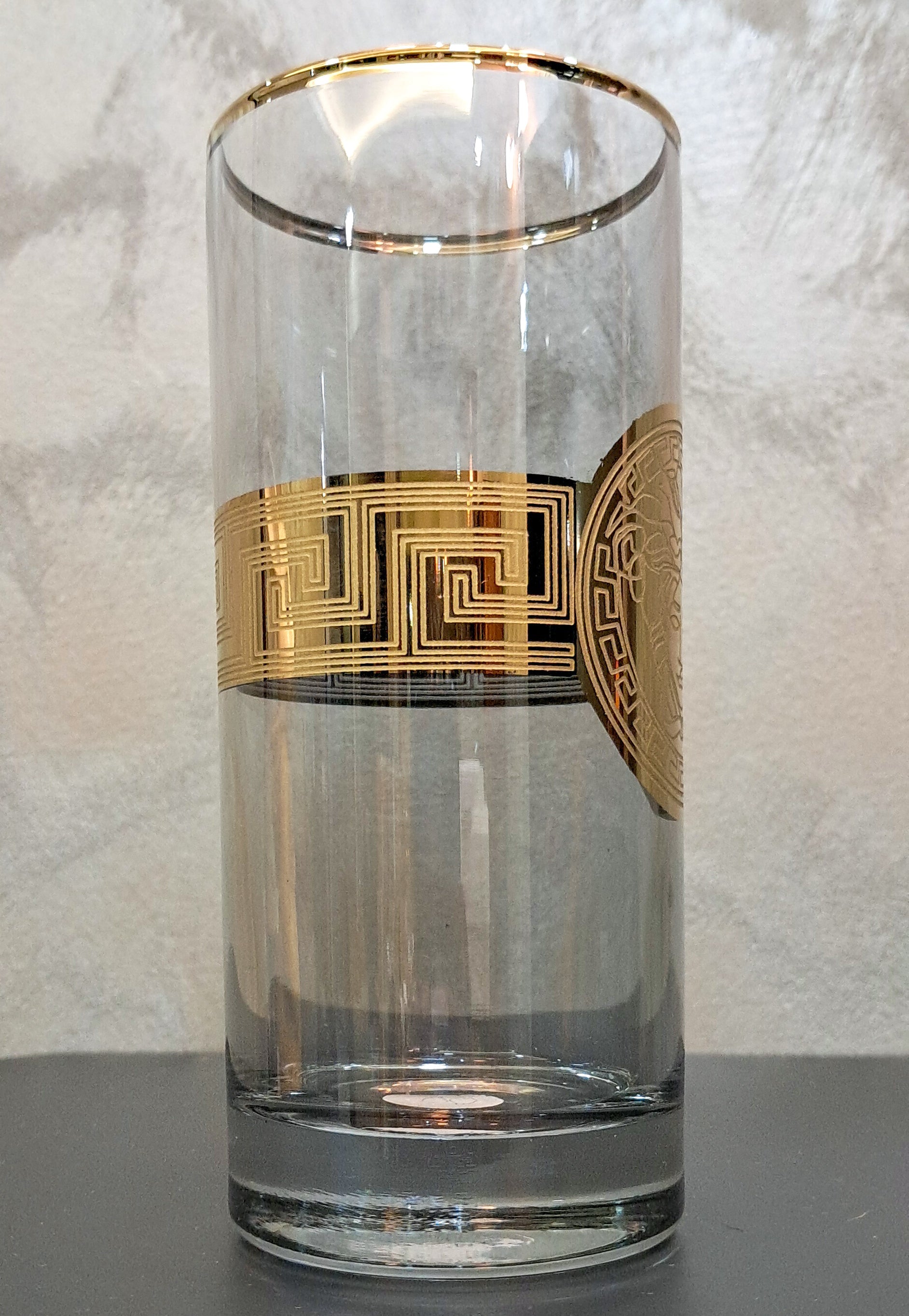 Gold Plated Amber Black Long Glasses Capacity: 370 ML, for Home and Kitchen - Ideal Gift for Housewarming
