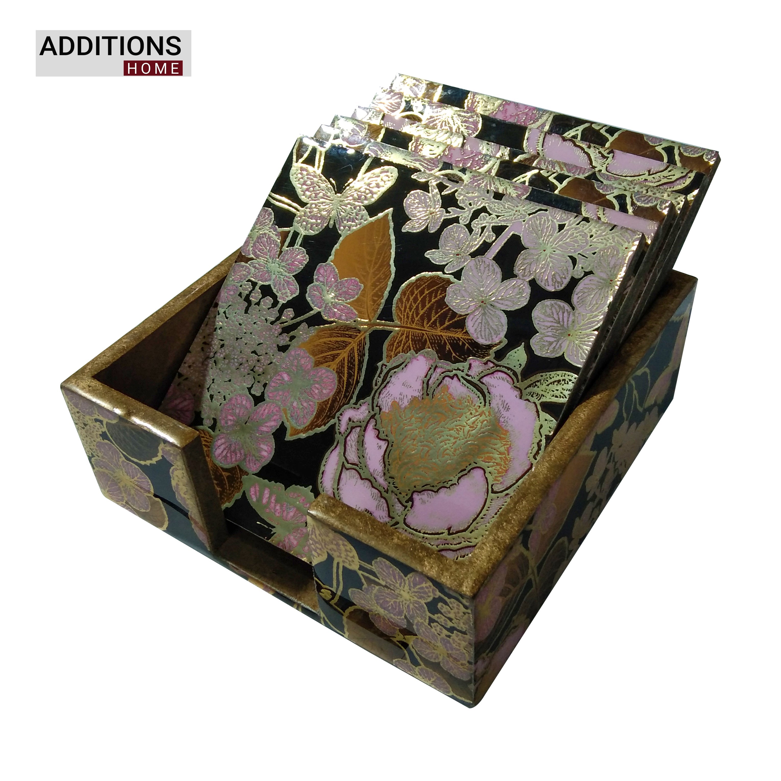 Beautiful Designer Printed Coasters Set of 6 PCS (MDF Wooden, 9.5x9.5 cm, Square)