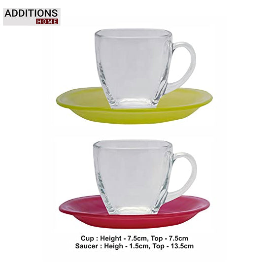 Rainbow Cup and Saucer Set, 12 Pieces, Multicolor, 220ml