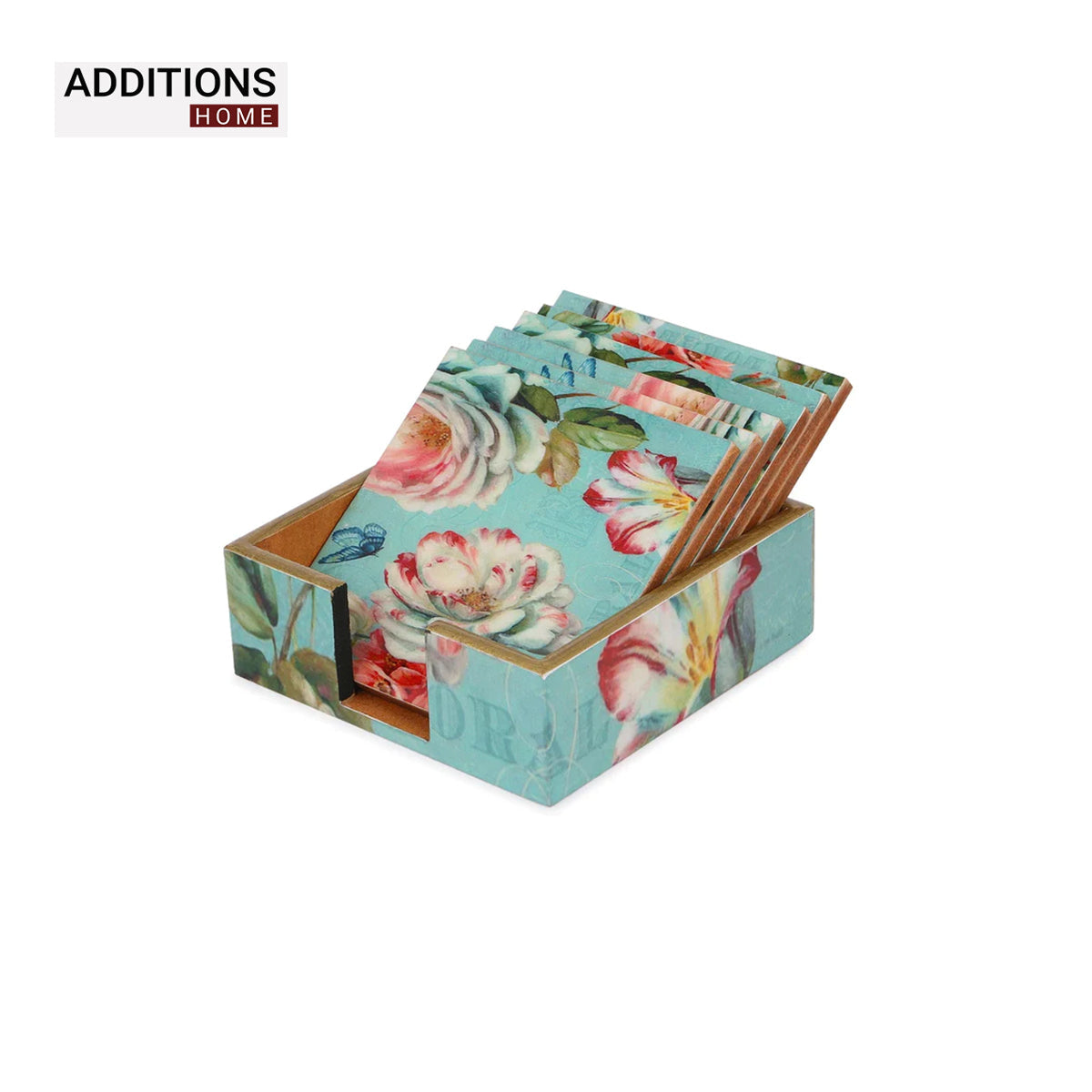 Beautiful Designer Printed Coasters Set of 6 PCS (MDF Wooden, 9.5x9.5 cm, Square)