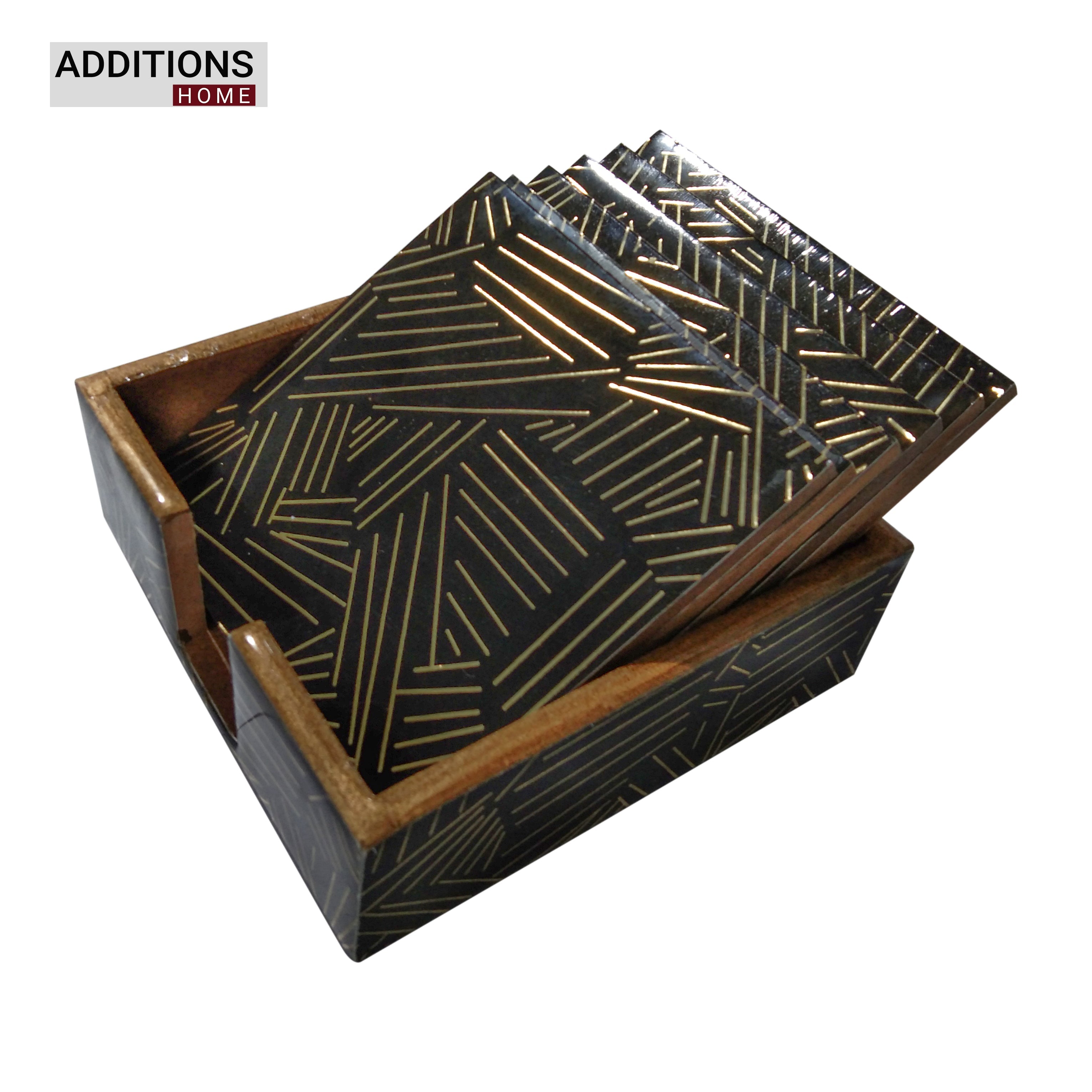 Beautiful Designer Printed Coasters Set of 6 PCS (MDF Wooden, 9.5x9.5 cm, Square)