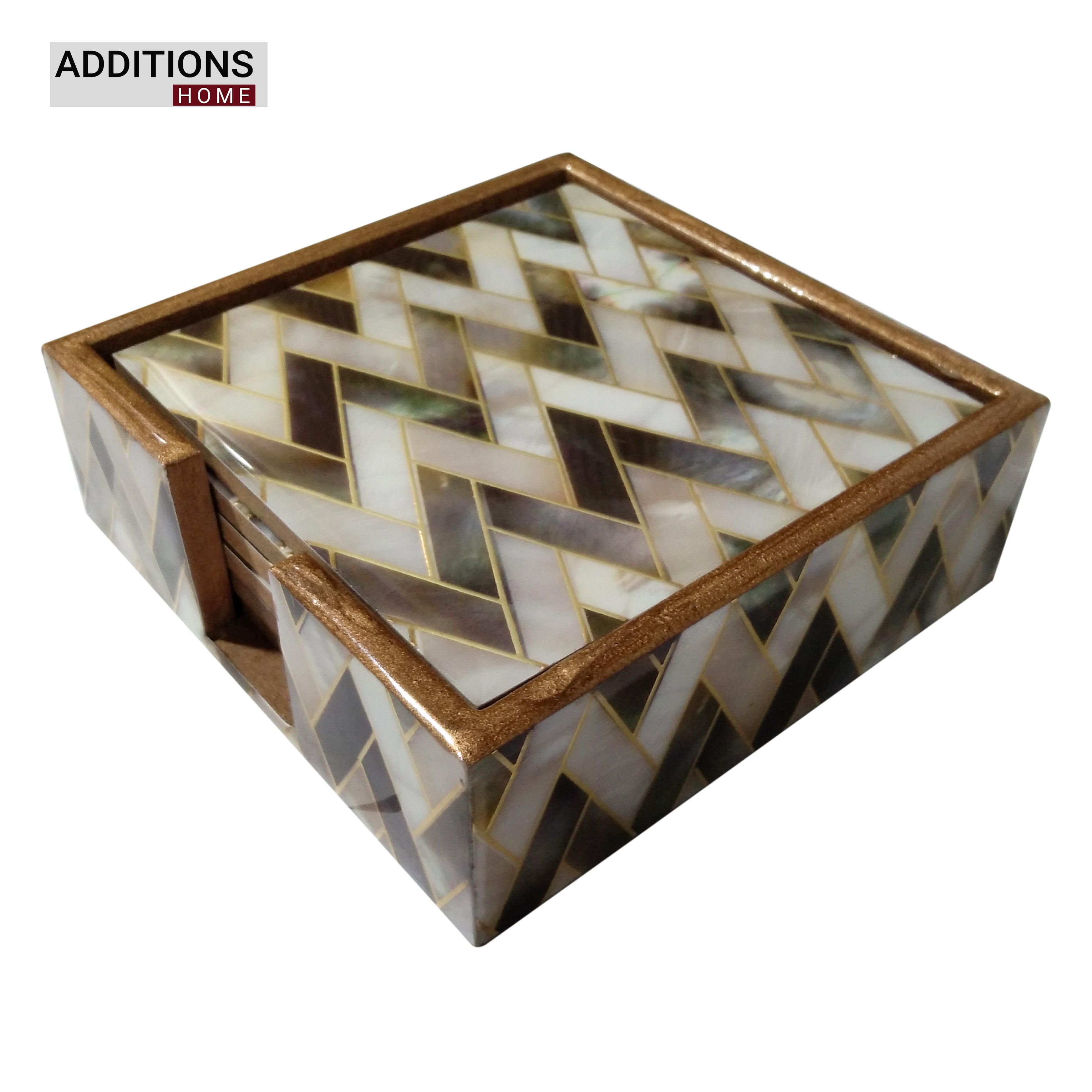 Beautiful Designer Printed Coasters Set of 6 PCS (MDF Wooden, 9.5x9.5 cm, Square)