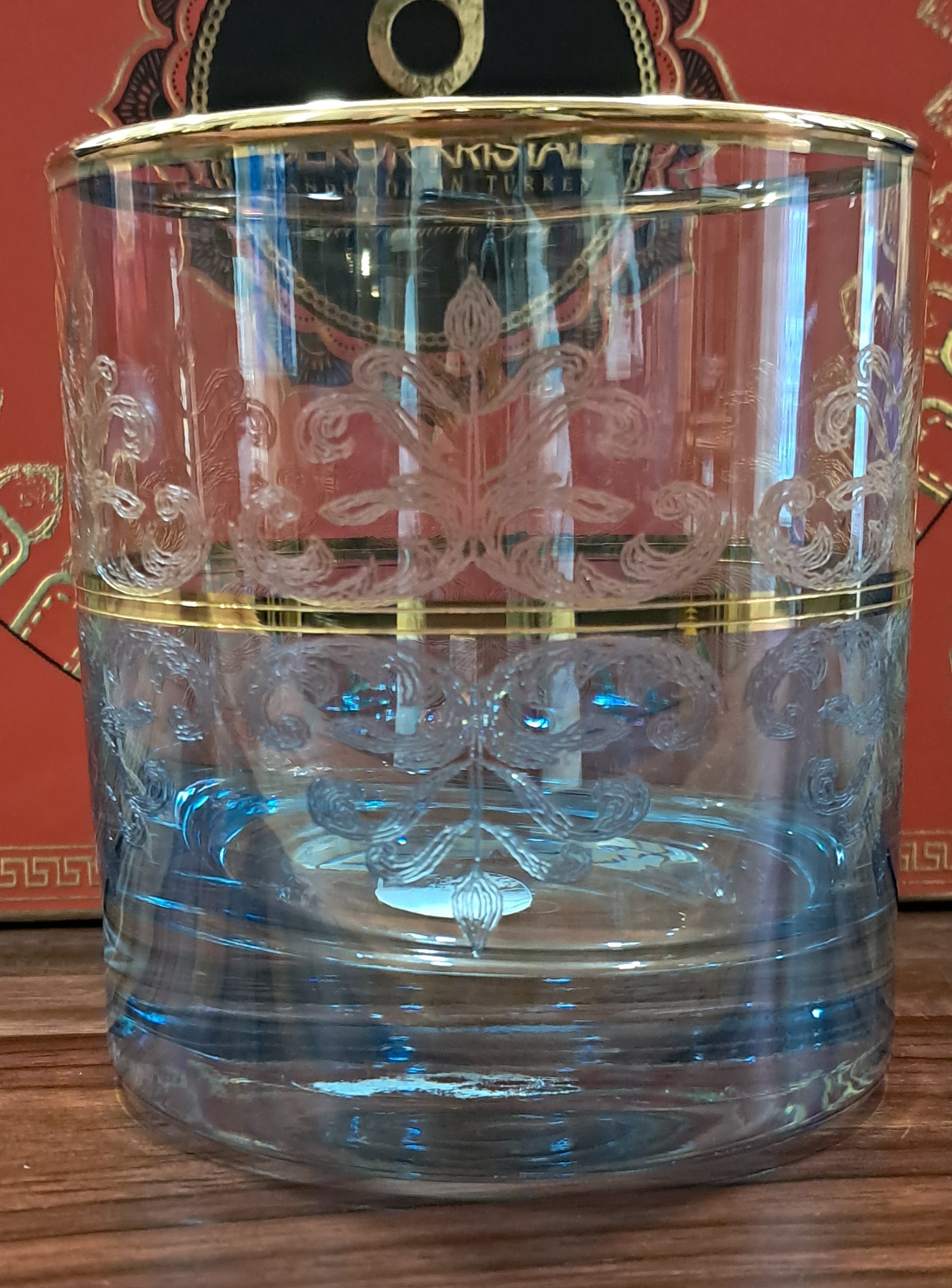 Hand Crafted Gold Decorated Whiskey Glasses, Capacity:360 ML for Home and Kitchen - Ideal Gift for Housewarming