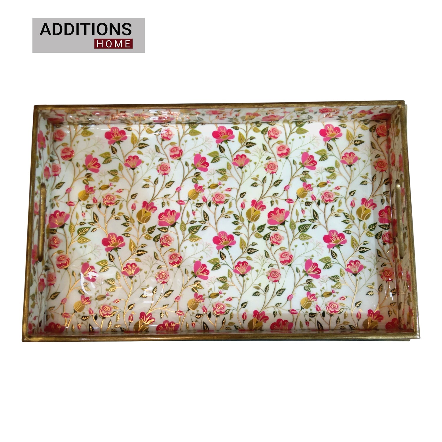 Lacquer Printed Wooden Food and Beverages Serving Tray for Home, Office, Kitchen & Dinning 3 Set