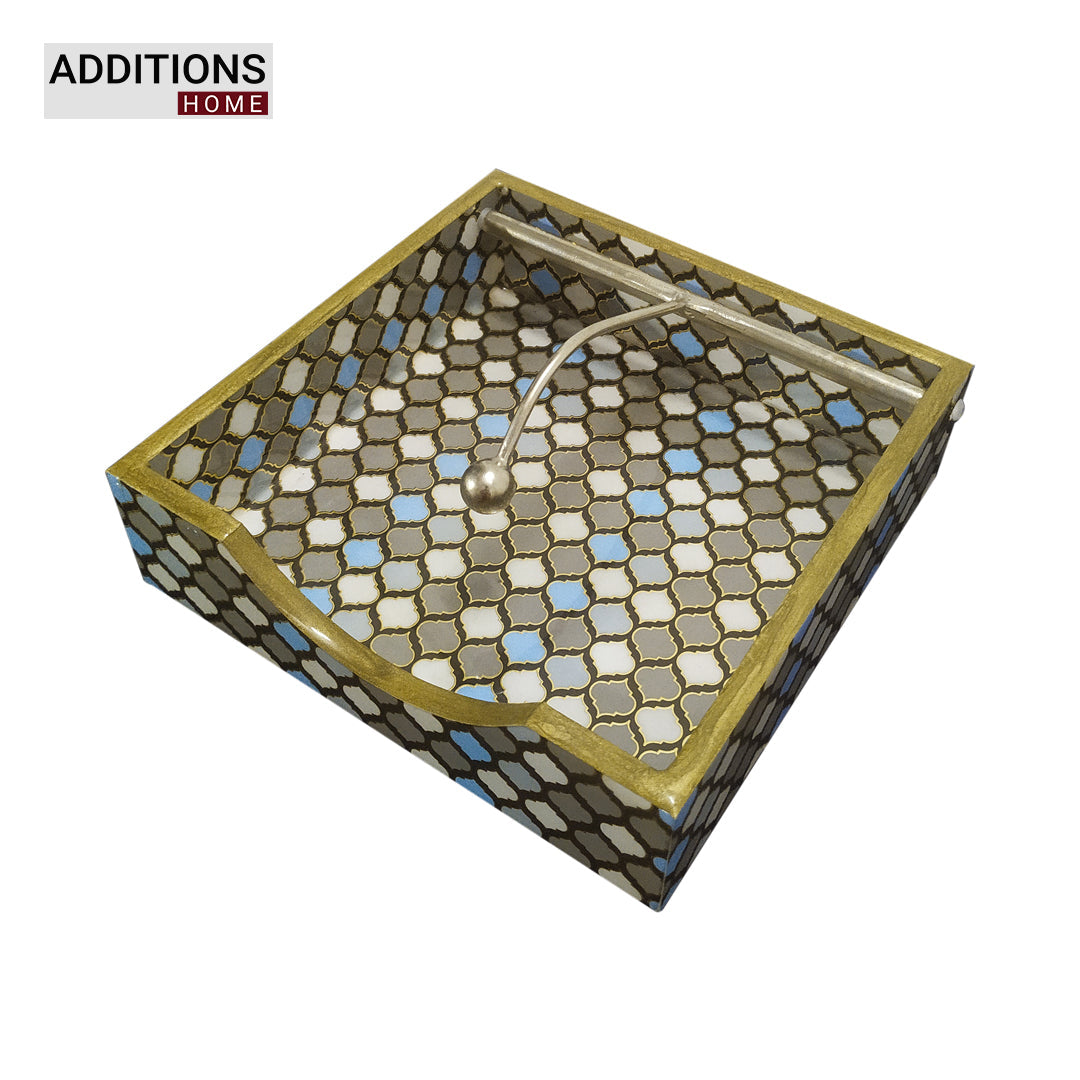 Tissues Holder for Dining Table MDF Wood Napkin Dispenser Organizer.(19.5 x 19.5 x 5.5 Centimeters)