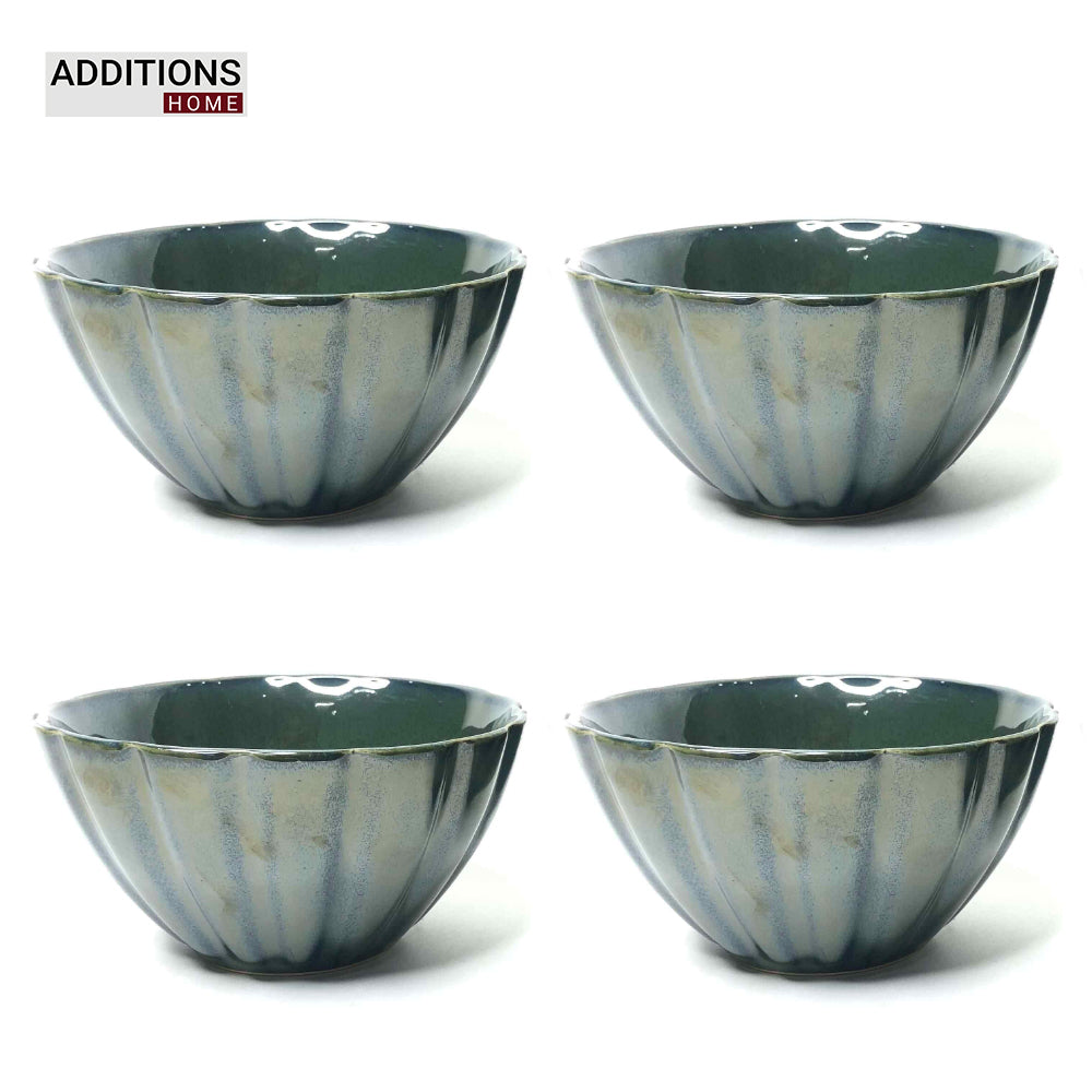Metallic Green Stone Serving Bowls (Set of 4)