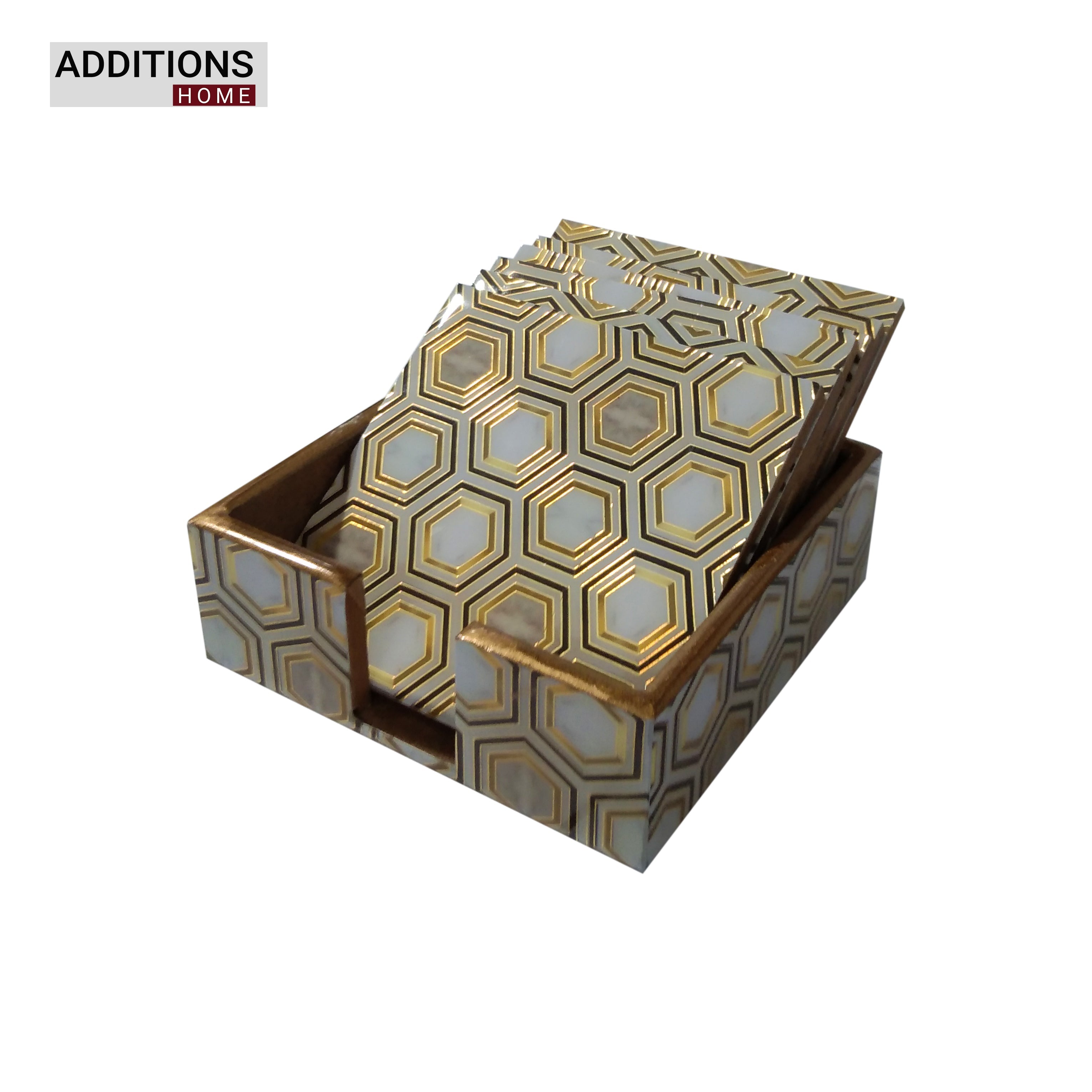 Beautiful Designer Printed Coasters Set of 6 PCS (MDF Wooden, 9.5x9.5 cm, Square)
