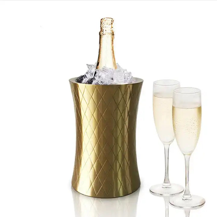 High quality Stainless Steel Double Wall Champagne Etched Ice Bucket G