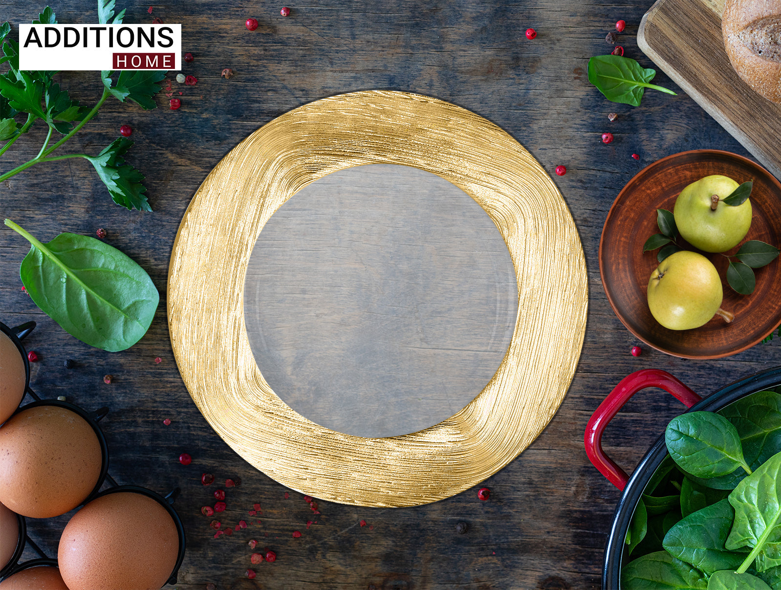 Pack of 6 Pcs , 13" Round Copper Rim Glass Charger Plates
