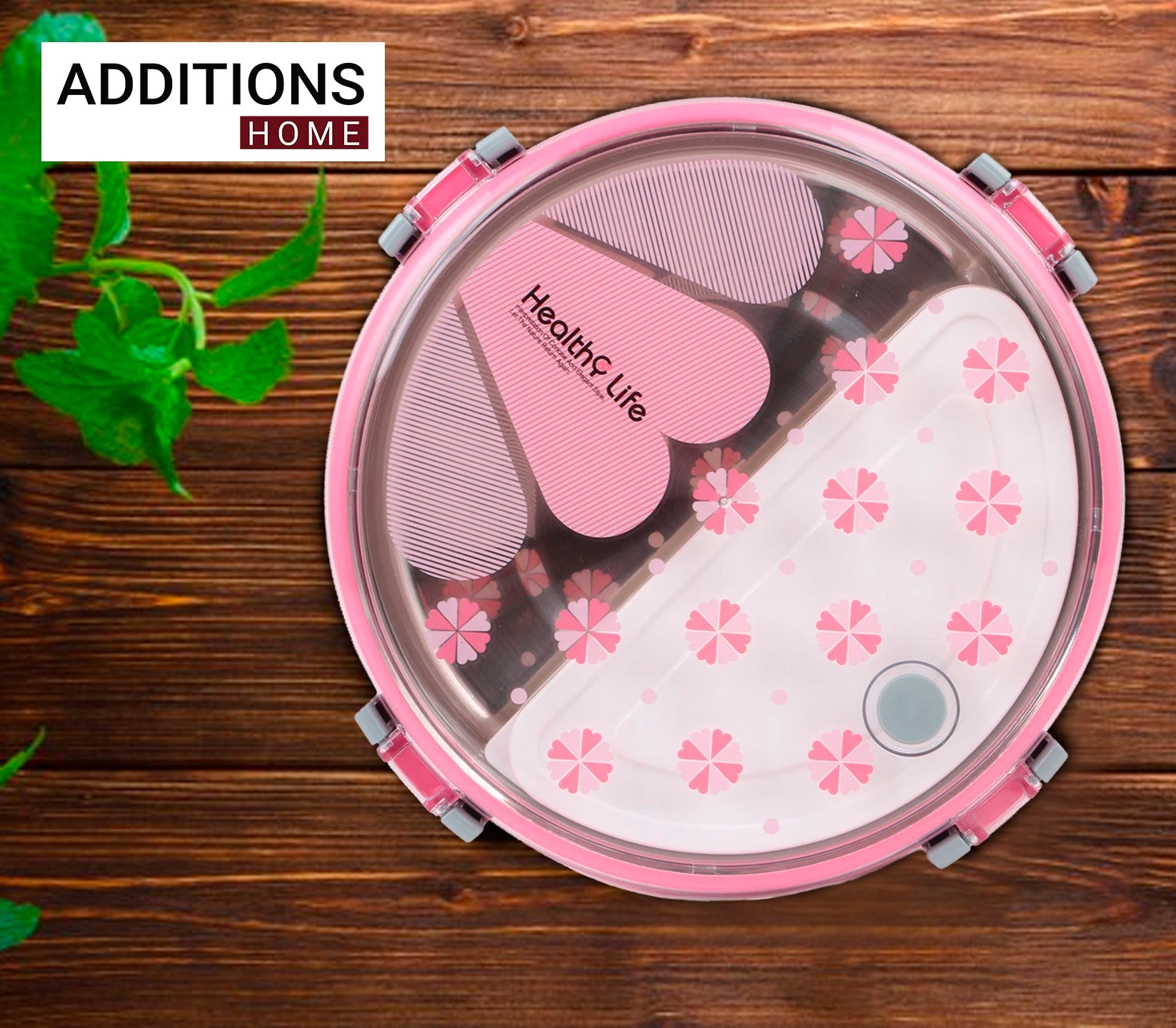 Round Shape Lunch Box Stainless Steel 6526 Inside and P.P Outside, 1 Inner Container & 1 Spoon (920ml)
