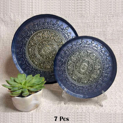 7PCS EMBOSSED GLASS SNACK SET